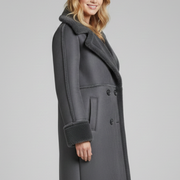 Women Long Coat with Lapel Collar and Buttons