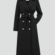Women Long Trench Coat with Belt and Buttons