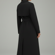 Women Long Trench Coat with Belt and Buttons