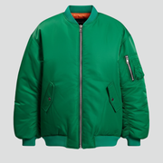 Women Oversized Jacket with Zipper and Long Sleeves