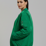 Women Oversized Jacket with Zipper and Long Sleeves