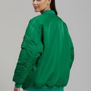 Women Oversized Jacket with Zipper and Long Sleeves