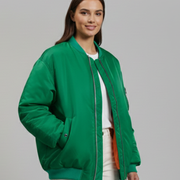 Women Oversized Jacket with Zipper and Long Sleeves