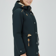 Women Parka Jacket with Hood and Zipper