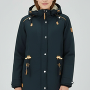 Women Parka Jacket with Hood and Zipper