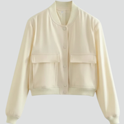 Women’s Bomber Jacket with Baseball Collar and Snap Buttons