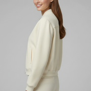 Women’s Bomber Jacket with Baseball Collar and Snap Buttons