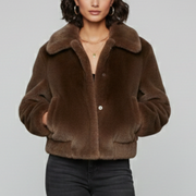 Women’s Bomber Jacket with Faux Fur and Side Pockets