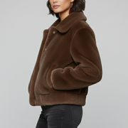 Women’s Bomber Jacket with Faux Fur and Side Pockets