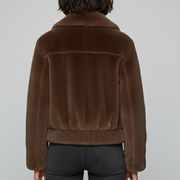Women’s Bomber Jacket with Faux Fur and Side Pockets