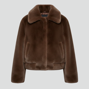Women’s Bomber Jacket with Faux Fur and Side Pockets