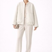 Women’s Bomber Jacket with Front Closure and Functional Pockets