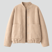 Women’s Bomber Jacket with Front Closure and Functional Pockets