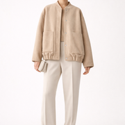 Women’s Bomber Jacket with Front Closure and Functional Pockets