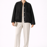 Women’s Bomber Jacket with Front Closure and Functional Pockets