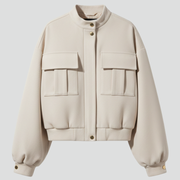 Women’s Bomber Jacket with Front Zip and Practical Pockets