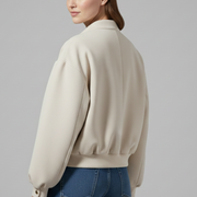 Women’s Bomber Jacket with Front Zip and Practical Pockets