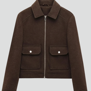 Women’s Bomber Jacket with Lapel Collar and Zip Fastening