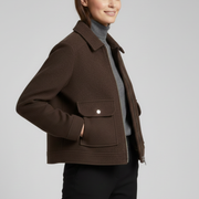 Women’s Bomber Jacket with Lapel Collar and Zip Fastening