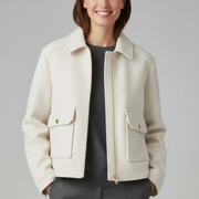 Women’s Bomber Jacket with Lapel Collar and Zip Fastening