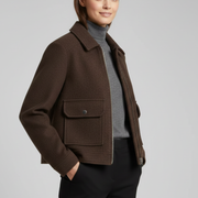Women’s Bomber Jacket with Lapel Collar and Zip Fastening
