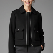 Women’s Bomber Jacket with Lapel Collar and Zip Fastening