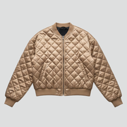 Women’s Bomber Jacket with Quilted Pattern and Elasticated Cuffs