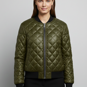 Women’s Bomber Jacket with Quilted Pattern and Elasticated Cuffs