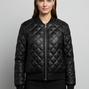 Women’s Bomber Jacket with Quilted Pattern and Elasticated Cuffs