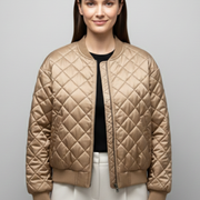 Women’s Bomber Jacket with Quilted Pattern and Elasticated Cuffs