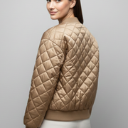 Women’s Bomber Jacket with Quilted Pattern and Elasticated Cuffs