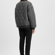 Women’s Bomber Jacket with Snap Closure and Quilted Surface