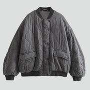 Women’s Bomber Jacket with Snap Closure and Quilted Surface