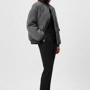 Women’s Bomber Jacket with Snap Closure and Quilted Surface