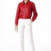 Women’s Bomber Jacket with Zip Closure and Elasticated Hem
