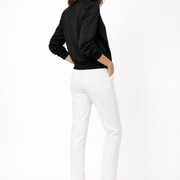 Women’s Bomber Jacket with Zip Closure and Ribbed Edges