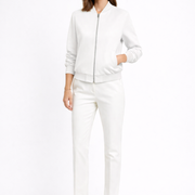 Women’s Bomber Jacket with Zip Closure and Ribbed Edges