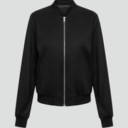 Women’s Bomber Jacket with Zip Closure and Ribbed Edges