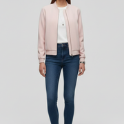 Women’s Bomber Jacket with Zipped Front and Straight Hem