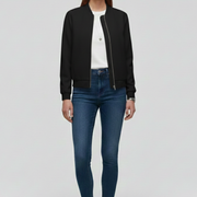 Women’s Bomber Jacket with Zipped Front and Straight Hem