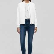 Women’s Bomber Jacket with Zipped Front and Straight Hem