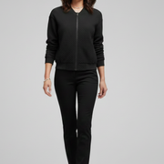 Women’s Bomber Jacket with Zipped Front and Textured Surface