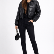 Women’s Bomber Jacket with Zipper Closure and Elasticated Sleeves