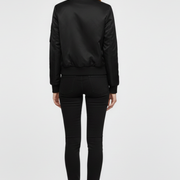 Women’s Bomber Jacket with Zipper Closure and Ribbed Details