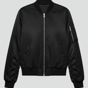Women’s Bomber Jacket with Zipper Closure and Ribbed Details