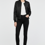 Women’s Bomber Jacket with Zipper Closure and Ribbed Details