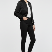 Women’s Bomber Jacket with Zipper Closure and Ribbed Details