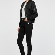 Women’s Bomber Jacket with Zipper Closure and Ribbed Details
