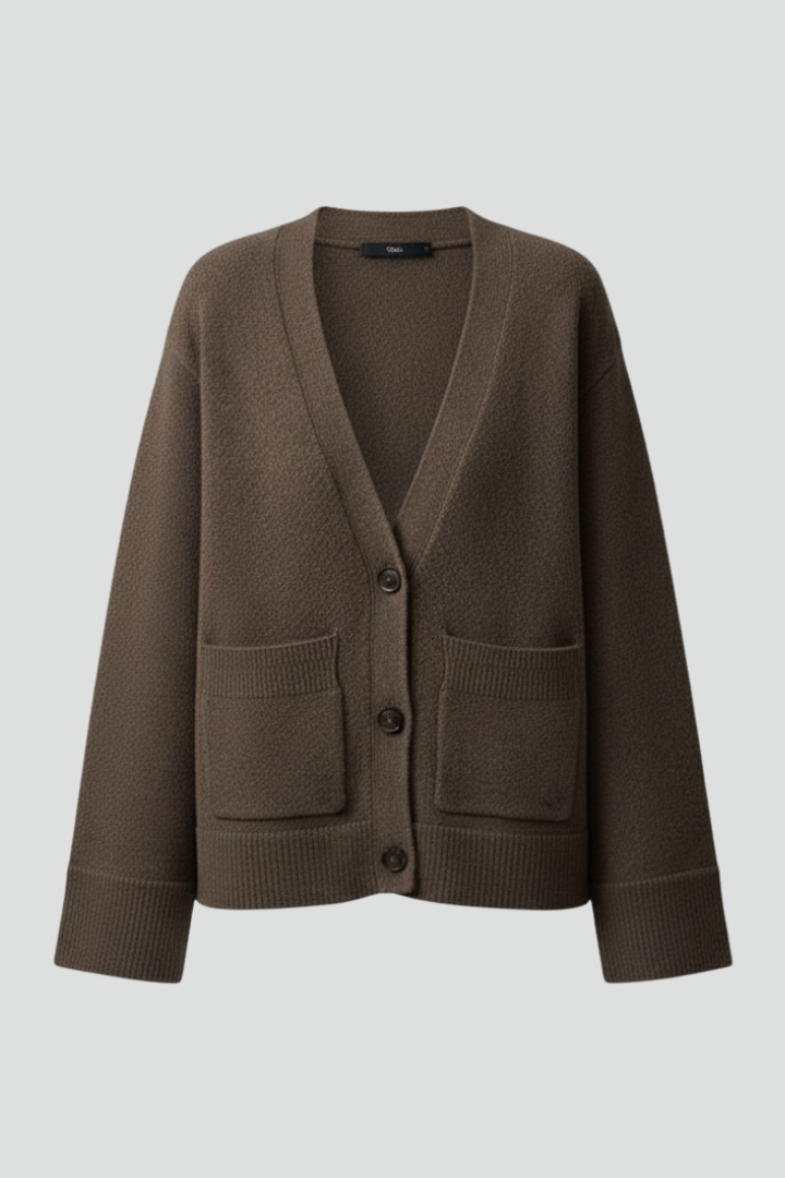 Women’s Cardigan with V-Neckline and Patch Pockets