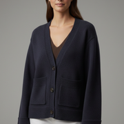 Women’s Cardigan with V-Neckline and Patch Pockets